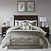 Madison Park Amherst Faux Silk Comforter Set-Casual Contemporary Design All Season Down Alternative Bedding, Matching Shams, Bedskirt, Decorative Pillows, Cal King(104