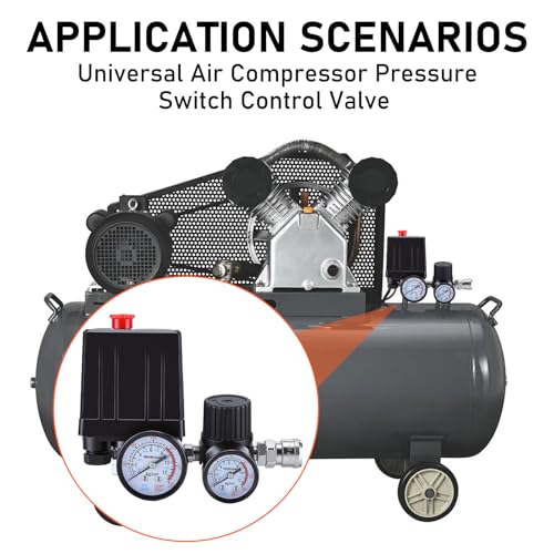 Pressure Switch Air Compressor, 220V Pressure Switch Compressor, 20A Kit Accessories Air Compressor with Pressure Gauge Safety Valve Fittings 90-120 PSI