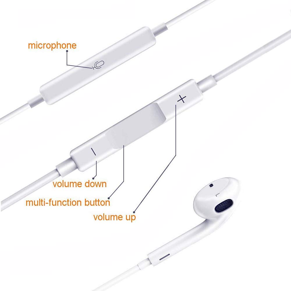 Sports Headphones Volume Control, Ofspower Wired In-Ear Earbuds Microphone for iPhone Ipad Ipod Samsung, Deep Bass Noise Canceling Earphones Mic and Remote, Compatible with iOS and Android 3.5 WHITE