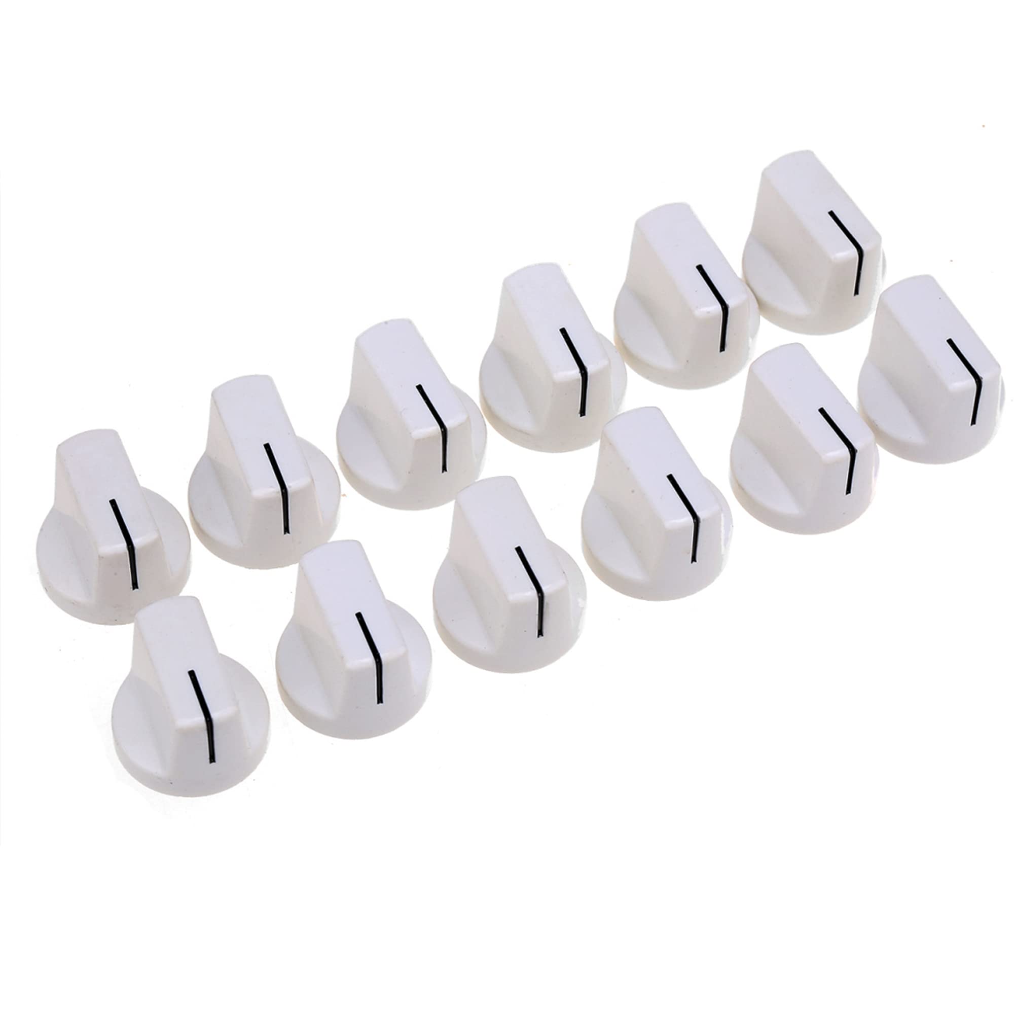 Musiclily Pro Universal Fitting Inch/Metric Size Plastic Guitar AMP Effect Pedal Knobs Pointer Amplifier Knobs, White (Set of 12)