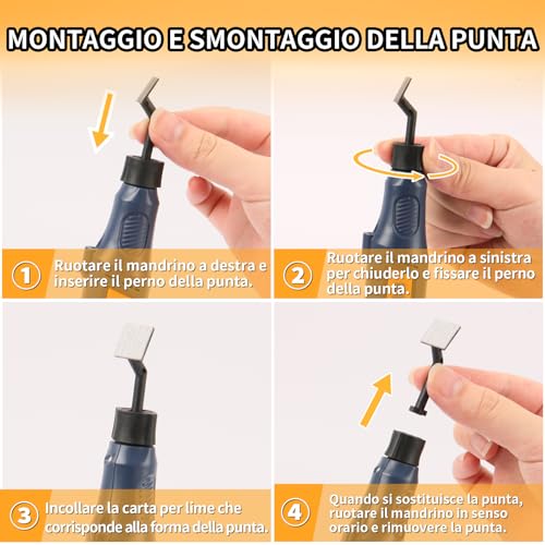 Bucasso Cordless Pen Sander, Variable Speed and USB Charging with LED Light, Multi-purpose Power Tool for Sanding, Polishing, Finishing, DIY Crafts (Blue)