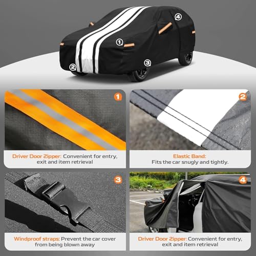 kayme Telo Outdoor Car Cover, Waterproof, Anti-UV, Windproof and Dustproof, with Cleaning Cloth, Compatible with BMW 5/6 Series, Mercedes Class E, Audi A6/A7 Etc. (Lowlin: 495 to 515 cm)