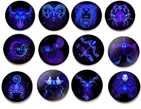 Set of 12 Astrological Sign Glass Refrigerator Magnets 1 Inch (2.54 cm)