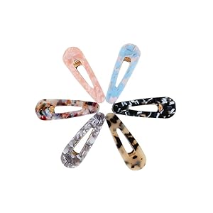 Acrylic Resin Hair Barrettes Alligator Hair Clips,6PCS Hair Clips Marble Pattern Hairpins Geometric Alligator Clips for Women Girls Hair Accessories Birthday Christmas Valentines Day Gifts,Water Drop