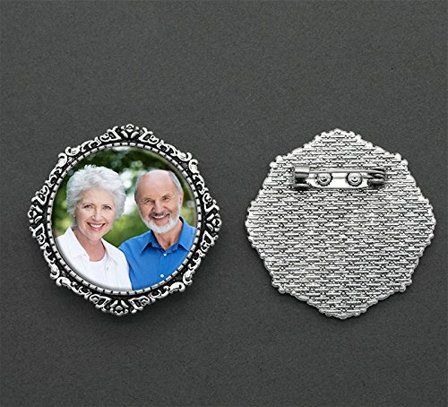 Mother of Bride or Groom Round Wedding Photo Pin Brooch or For Bouquet Flowers Bonus EZ Photo Jewelry Resizer Software - Thumbnail 3