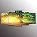 Formarkor Art Kx334 Canvas Print Green Forest Old Trees Sunshine Morning Forest Landscape Print On Canvas Giclee Artwork For Wall Decor Home Decor 5-piece