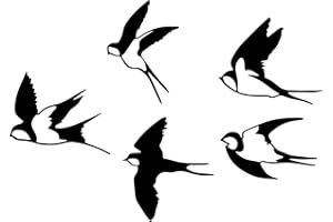 ESTART Birds Metal Wall Decor, 5 Pcs Black Birds Metal Wall Art Outdoor Hanging Decorative Bird Wall Sculpture for Home Kitch