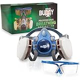 Breath Buddy Respirator Mask (Plus Safety Glasses) | Reusable Professional Breathing Protection Against Dust, Particle, Woodworking and Organic Vapors & Fumes | Perfect For Painters and DIY Projects
