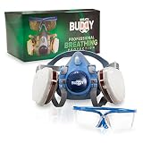 Breath Buddy Respirator Mask (Plus Safety Glasses) Reusable Professional Breathing Protection Against Dust, Pollen, Pesticides, and Organic Vapors - Perfect For Painters and DIY Projects