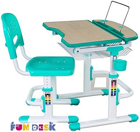 FUN DESK Children's Ergonomic Study Desk &amp; Chair Set in COLORE (GREEN)