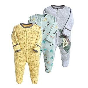 Babyslaapromper, 3-delige set, uniseks, katoenen overalls, romper met 3-12 maanden