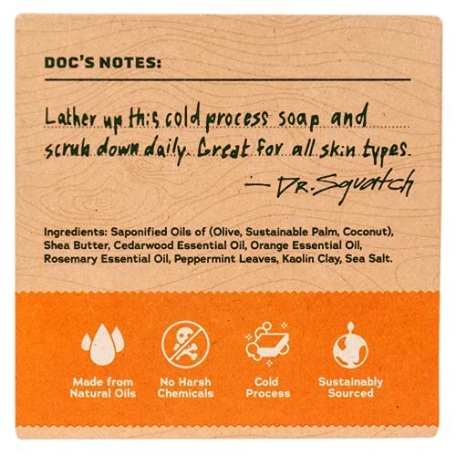 DR. SQUATCH DISCONTINUED ALL NATURAL BAR SOAP FOR MEN WITH ZERO GRIT, CEDAR CITRUS