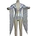 Pinda Boho Hippie Festival Rave Holographic Sequin Fringe Bodysuit Jumpsuit
