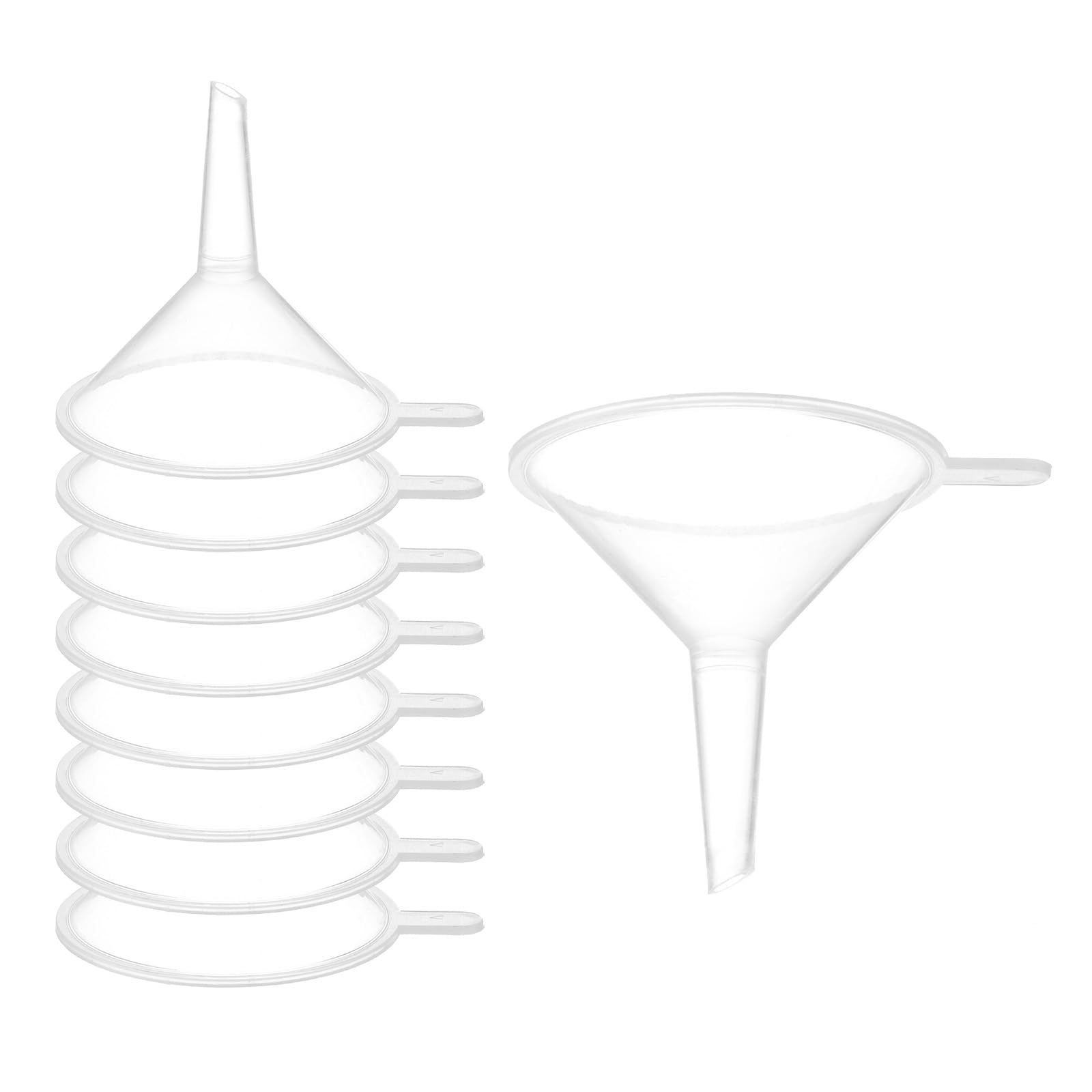PATIKIL 2 Inch Clear Plastic Funnel, 16 Pcs Wide Mouth Multipurpose Transfer Funnel with Long Spout with Handle for Filling Water Bottle Liquid Lab Spices Powder Oil