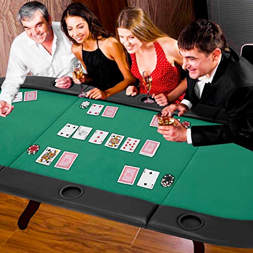 Giantex 10 Player 79"x36" Portable TriFold Poker Table Top Oval Padded