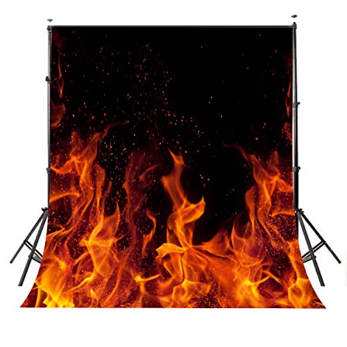 LYLYCTY Raging Dancing Fire Photography Backdrops 5x7ft Black Background for Picture Photo Studio Props dw225