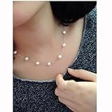 Clearance Jewelry,Han Shi Charm Pendant Pearl Choker Chain Chunky Bib Statemen Necklace (Silver, L)
