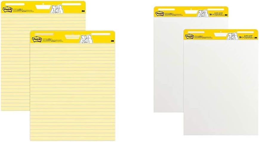 Post-it Super Sticky Easel Pad, 25 x 30 Inches, 30 Sheets/Pad, 2 Pads (561) & Super Sticky Easel Pad, 25 x 30 Inches, 30 Sheets/Pad, 2 Pads, Large White Premium Self Stick Flip Chart Paper : Office Products