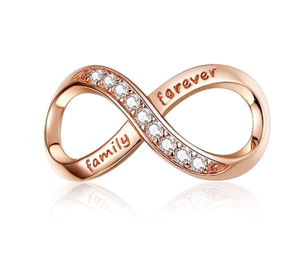 FeatherWish Infinity Family Love Charm 925 Sterling Silver Family Forever Bead Fits And Compatible With Pandora Bracelets Gift For Wife Daughter Sister Mum Birthday (Rose Gold)