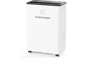 FRESHDEW Dehumidifier, 50 Pints Dehumidifiers for Home, 4500 Sq. Ft Dehumidifiers with Drain Hose, 0.66 Gallon Water Tank for Basement Bathroom Bedroom, 24H Timer