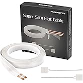 FRANKEVER 23Gauge Hidden Super Flat Audio Cable Suitable for Audio Wire LED Lighting Connection and Other Low Voltage Appliance Connection (Wire(50 ft)+2 ConnectorsD)