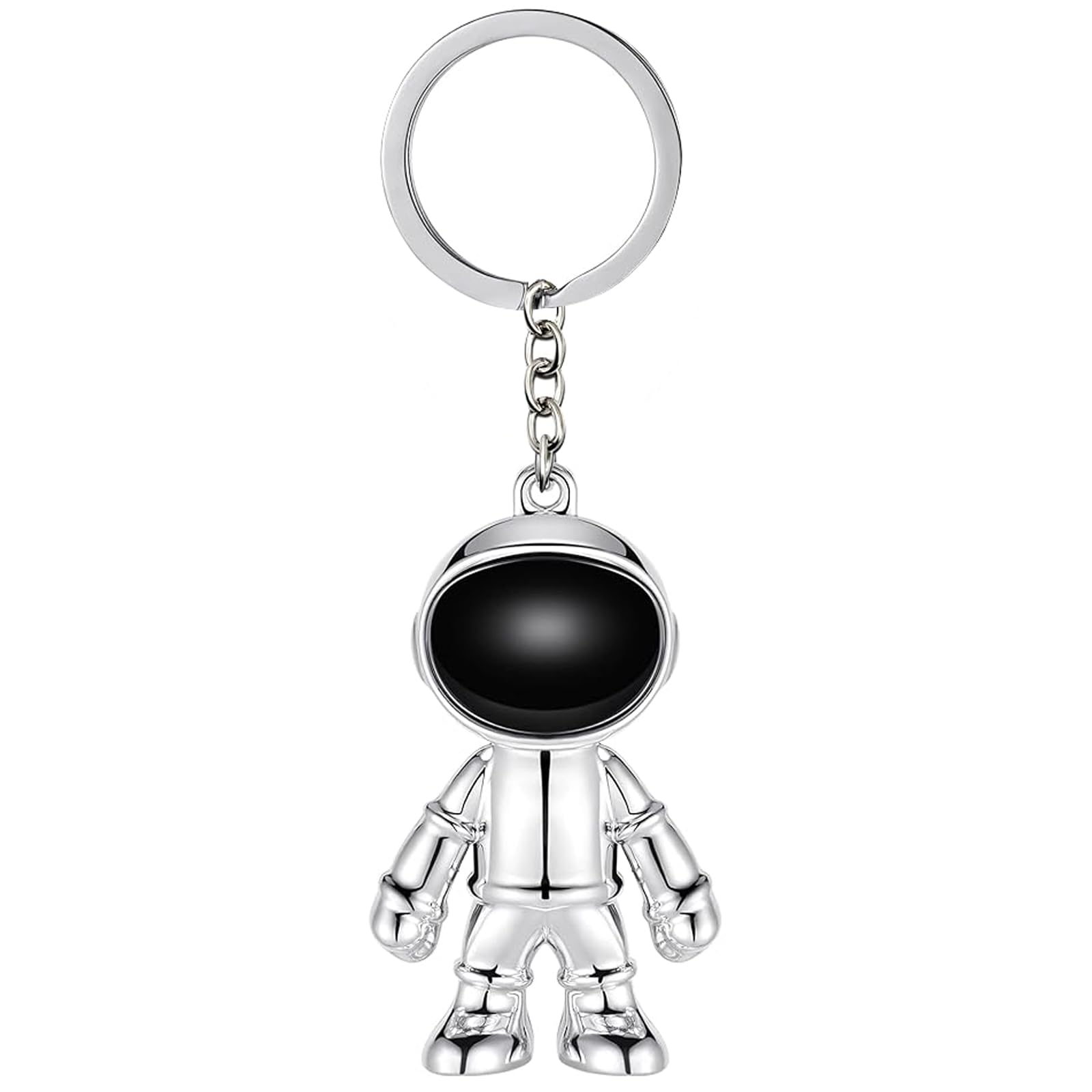 MUAMAX Cool Astronaut Keychain Pendant, Space Robot Keyring for Men Women, Car Key Holder, Bag charm,Gifts for Boys Girls (Silver)