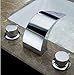 Senlesen Deck Mount Led Light Two Handles 3 Holes Widespread Bathroom Sink Faucet Chrome Finished