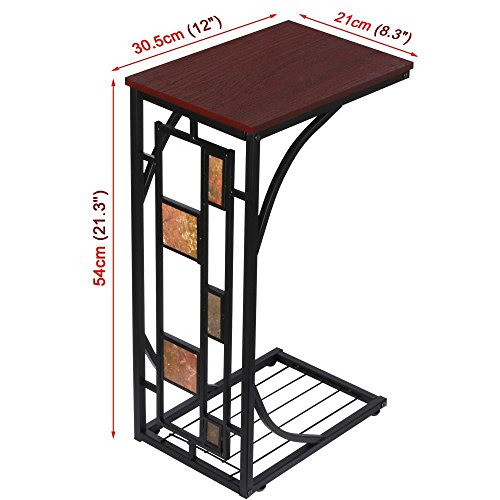 Topeakmart C-Shaped Side Sofa Snack Table Coffee Tray End Table Living Room Furniture