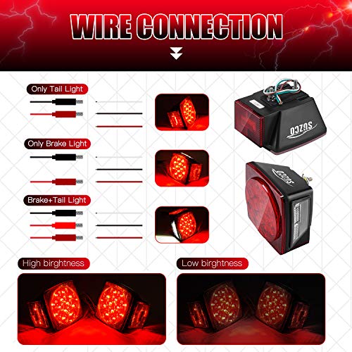 SUZCO Submersible Led Boat Marine Trailer Tail Guide Lights Break Breakaway Kit 12V, Utility Assembly Trail/Brake/Turn/Stop/Signal Red Light - DOT Compliant Over 80inch for Truck ATV Tractor Dump - Thumbnail 5
