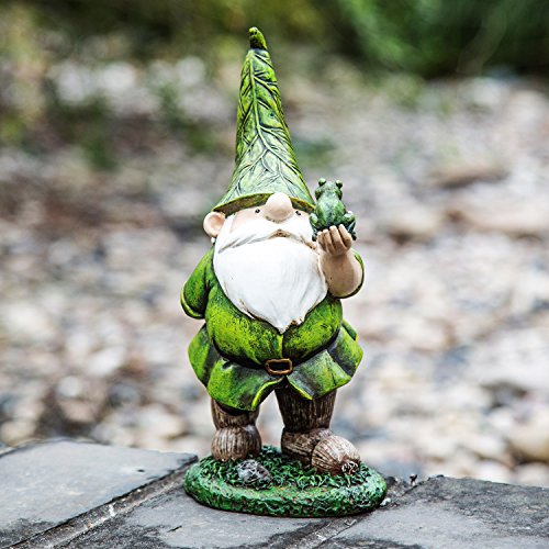 Resin Outdoor Garden Decorative Statuary,Gnome with Frog Pricepulse