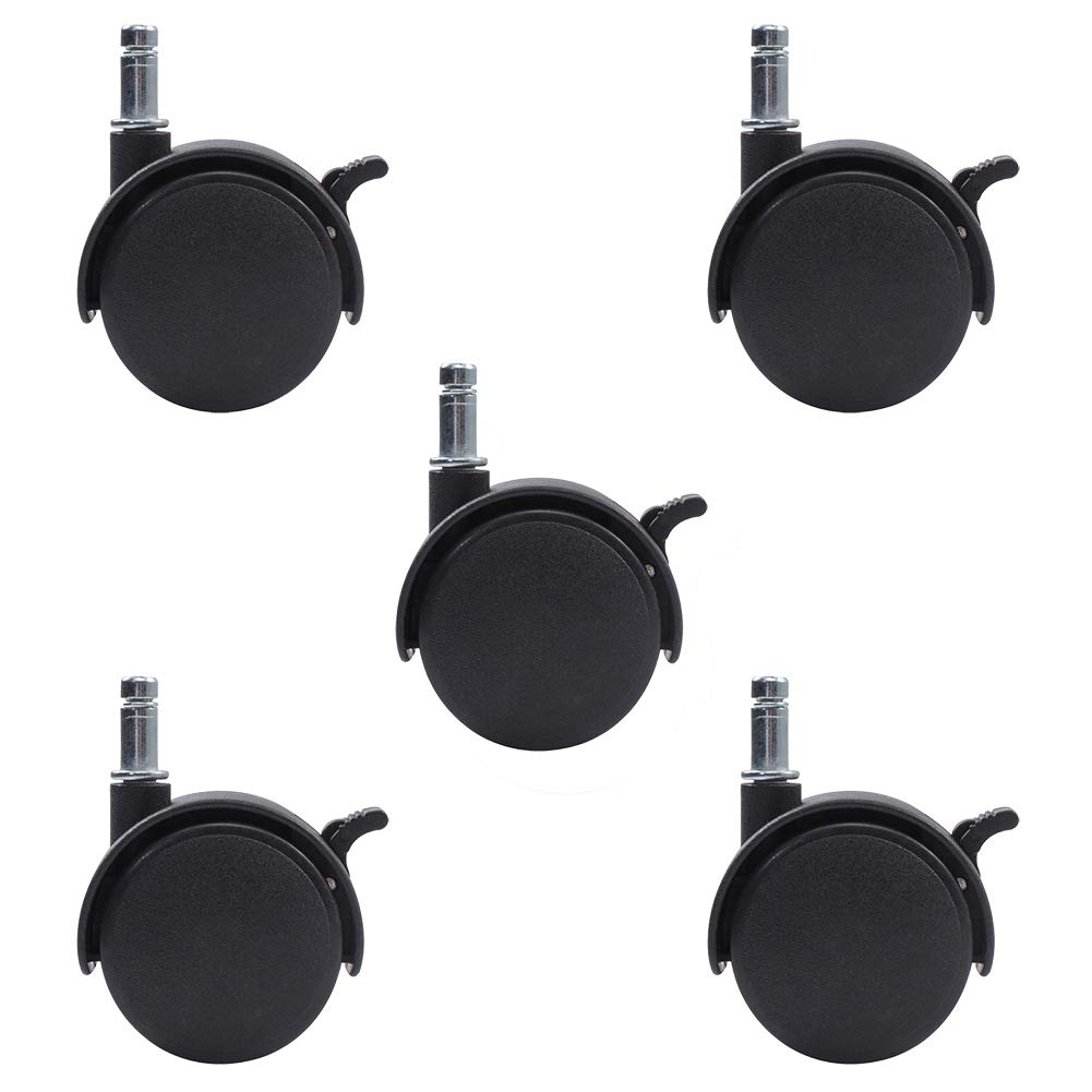 INCREWAY Set of 5 Nylon Casters with Brake, Swivel Caster Trolley Wheel with Lock Function (8 * 22mm)