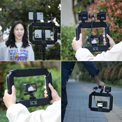 ULANZI U-Rig Smartphone Video Rig mit Licht, Handstabilisator für Mobiltelefone mit Ringlicht 8500k Selfie-Licht für Filmemachen, Live-Stream, Tiktok, YouTube-Videoaufnahme, mit eingebautem 8000mAh