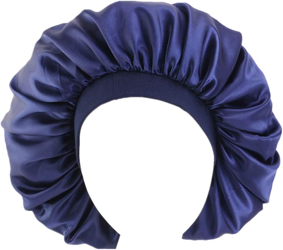 Qianmome Women Big Size Beauty Print Satin Silk Bonnet Sleep Night Cap Head Cover Bonnet Hat for Curly Springy Hair