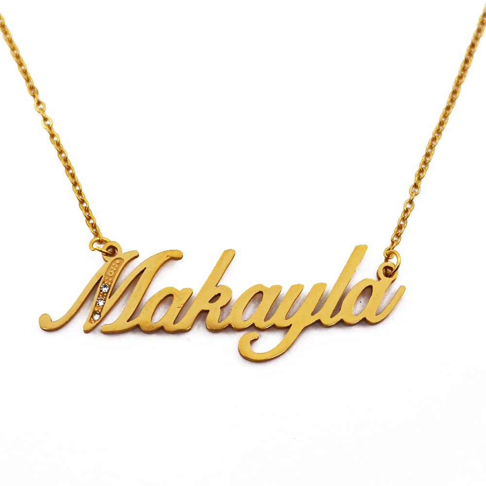 Kigu Name Necklace Makayla - Gold Tone - Custom Name Necklace - Personalised Jewellery for Ladies- Customised Jewellery for Girls- Custom Pendant Makayla