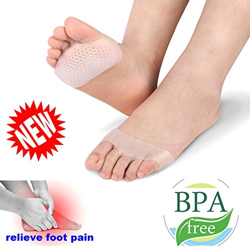 Metatarsal Pads, Toe Separators, Toe Separators Stretchers, Gel Rubber Silicone Sesamoiditis Pads, Breathable Foot Pain Relief Cushions, Hammer Straighten Correct Bunion Pain Foot Upgraded (White)