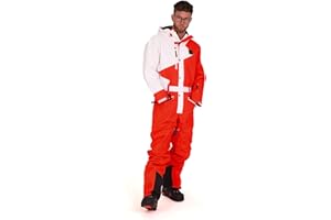 OOSC Stardust Ski Suit Mens | Red and White | Waterproof, Breathable & Insulated Synthetic | Recycled Polyester
