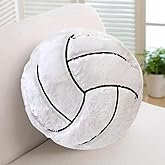 XIZHI 18" Volleyball Plush Pillow Fluffy Durable Stuffed Football Throw Pillow Ball Sports,Ball Pillow Soft Durable Sports Toy Sofa Room Decoration Soft Sports Toy Gift (White A)
