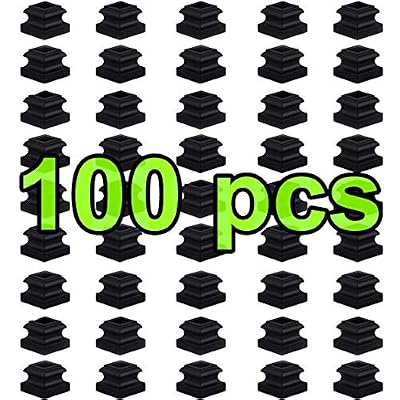 Stair Iron Balusters (100-Pack) Stair Parts Flat Shoes with Set Screw for 1/2" Square Stair Metal Spindle Scroll Basket Twist Knuckle Iron Balusters (Satin Black)