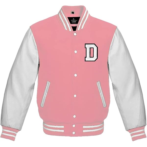 Lishow Fashion Varsity Baseball Letterman Bomber School Baby Pink