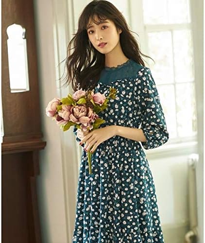 Amazon フェルゥ Feroux 洗える プチフローラルカットドビー ワンピース ダークグリーン系3 1 ワンピース チュニック 通販