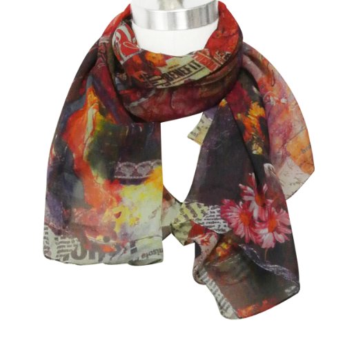 Wrapables 100% Mulberry Silk Square Scarf, Impressionism