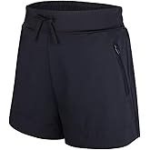 JINXUEER Plus Size Solid Board Shorts Tankini Bikini Swimwear Bottom Mid Waisted Swimsuit with Briefs and Pocket for Women