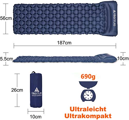 Hikenture® isolerende slaapmat voor trekkers en kampeerders, compact pakvolume, isolerend en ultralicht, opblaasbaar… - Image 5