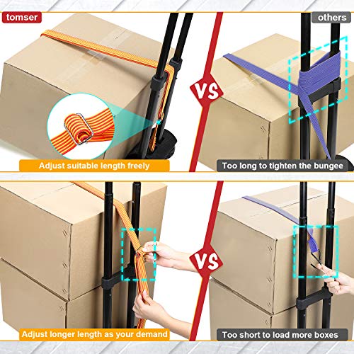 Bungee Cord, 80" Flat Adjustable Bungee Cords 4 Pack Bungee Straps with Adjustable Length Metal Buckle & Hooks for Hand Carts, Heavy Duty Cargo, Luggage Rack, Camping, Gardening, Clothesline
