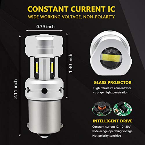 PHINLION 3600 Lumens 1156 LED Reverse Bulbs Super Bright P21W BA15S