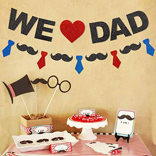Glitter We Love Dad Banner Red Navy Blue Black 2019 Father S Day