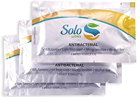 Solo Wet Wipes - Soothing, Refreshing, Personal, Wet Towelettes, Pocket Sized. (Pack of 25). Travel Package. Individually Packed. (ANTIBACTERIAL )