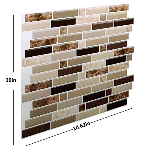 Premium Kitchen Backsplash Peel and Stick Tile,Stick On Backsplash Wall Tiles for Bathroom-Self Adhesive-10.62" x 10" (6 Sheets)
