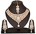 Touchstone Indian Bollywood Very Attractive Traditional Beautiful Paisley Motif White Rhinestone Grand Bridal Designer Jewelry Necklace Set Women in Antique Gold Tone