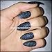 ECBASKET Press On Nails Black Glitter Witch Stiletto Fake Nails 24pcs for Halloween Costume Nail Decorations Acrylic Halloween Teeth Almond Nails Pointed Nail Tips